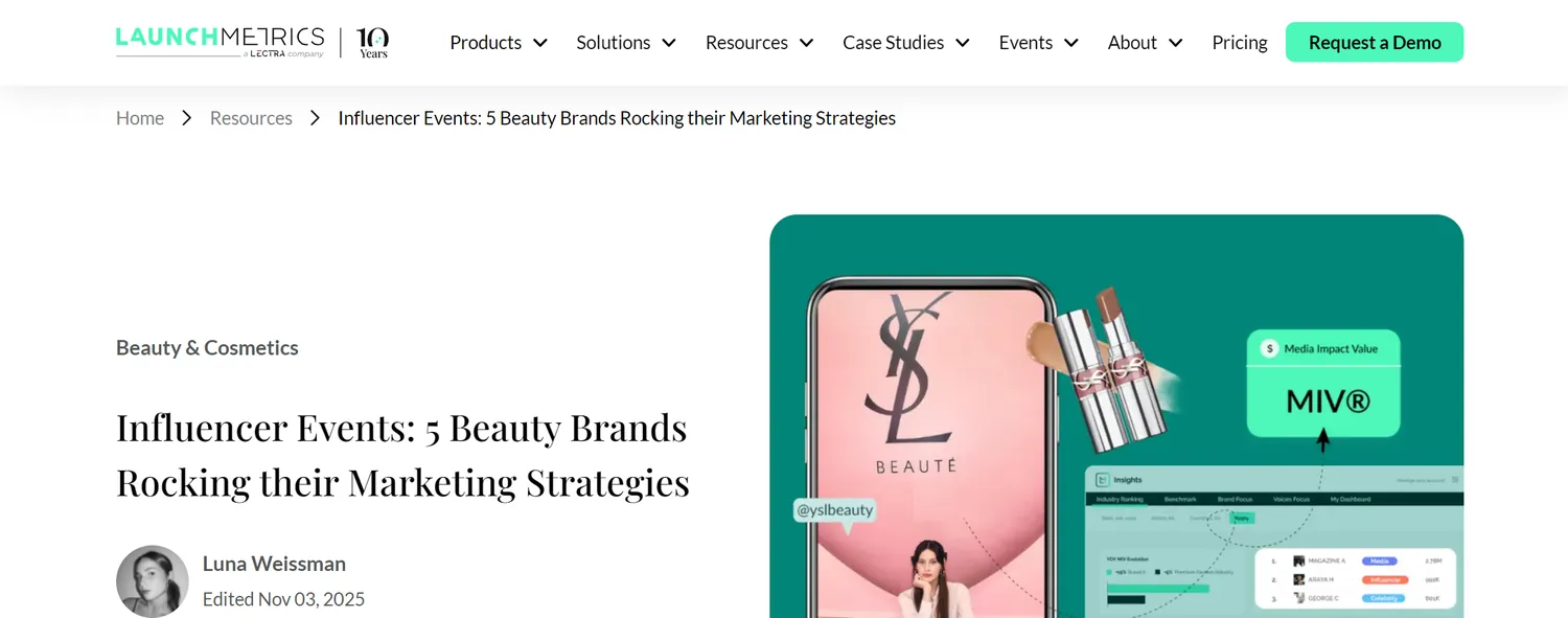 The Launchmetrics article explaining media impact value, the company's own proprietary measure of brand exposure