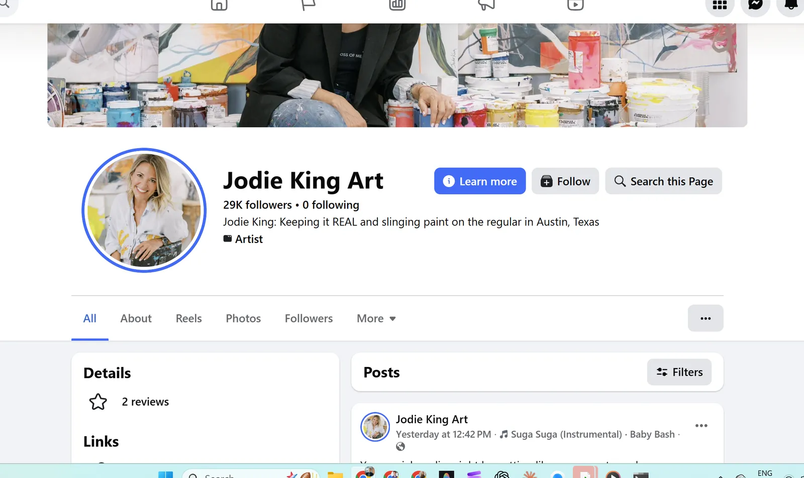 The page of an artist DoNotAge partners with
