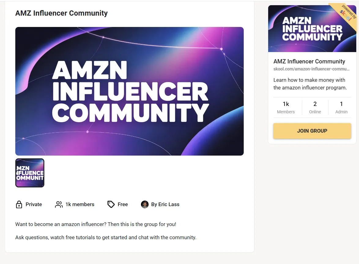 A private online community for Amazon influencers