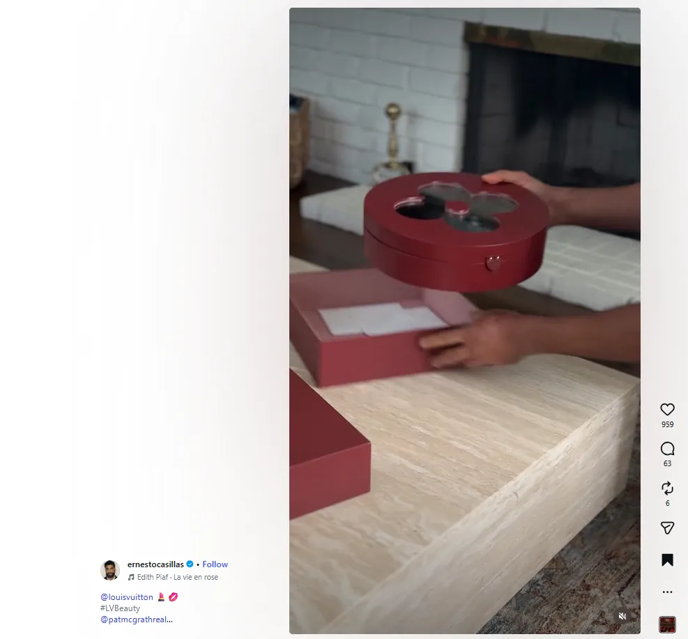An Instagram video of someone unboxing a Louis Vuitton PR box