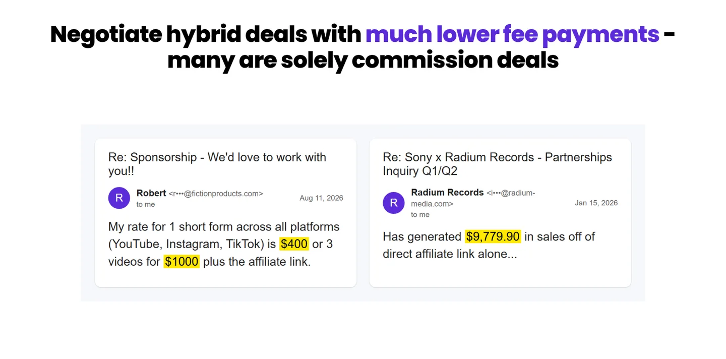 Negotiate hybrid deals with much lower fee payments, many solely commission