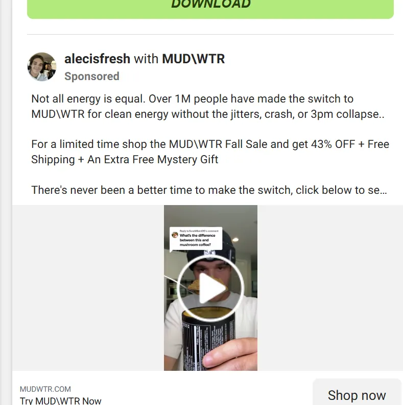 his own page: 'partner ads are working better for everyone I talk to'