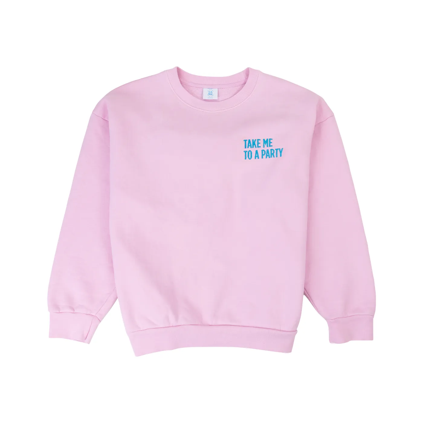 Cann's Take Me to a Party crewneck, from the clothing line it sells (drinkcann.com)