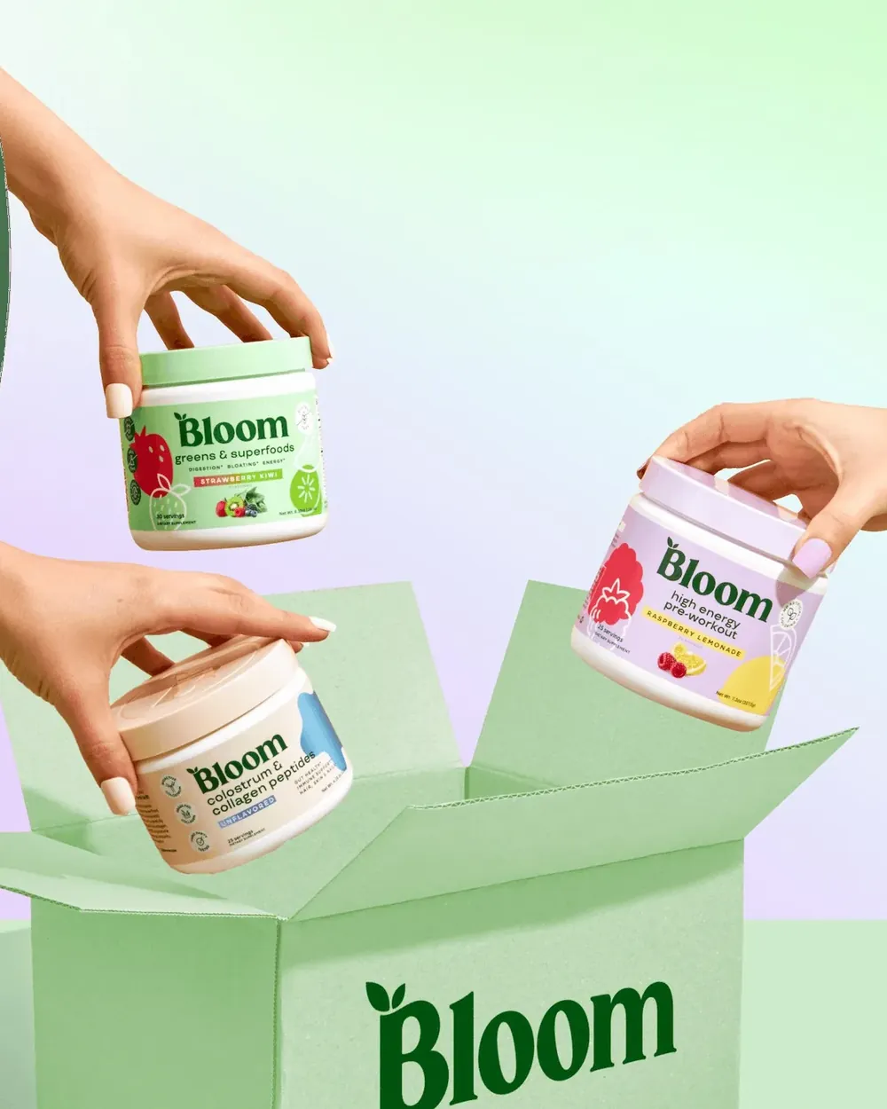 Bloom products going into a gift box