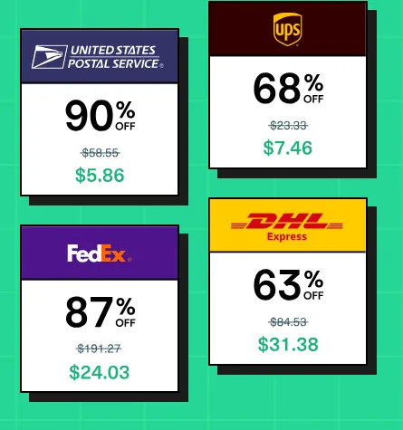 Up to 90 percent off USPS, UPS, FedEx and DHL