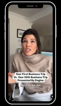 Shannon Fiedler's Instagram Reel for Engine, a comedy take on work travel problems