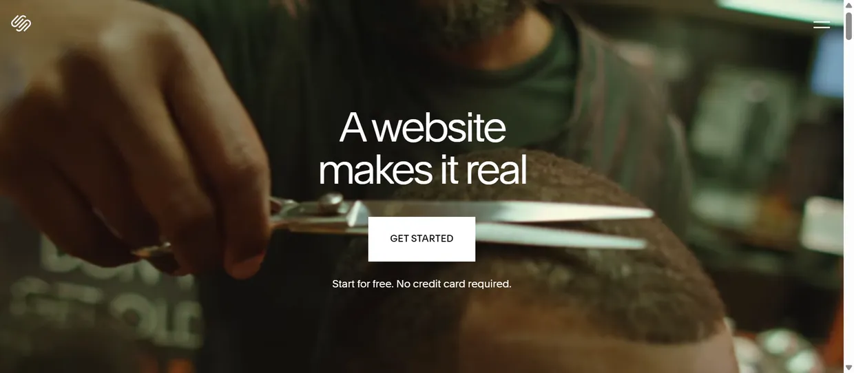 The Squarespace home page at squarespace.com