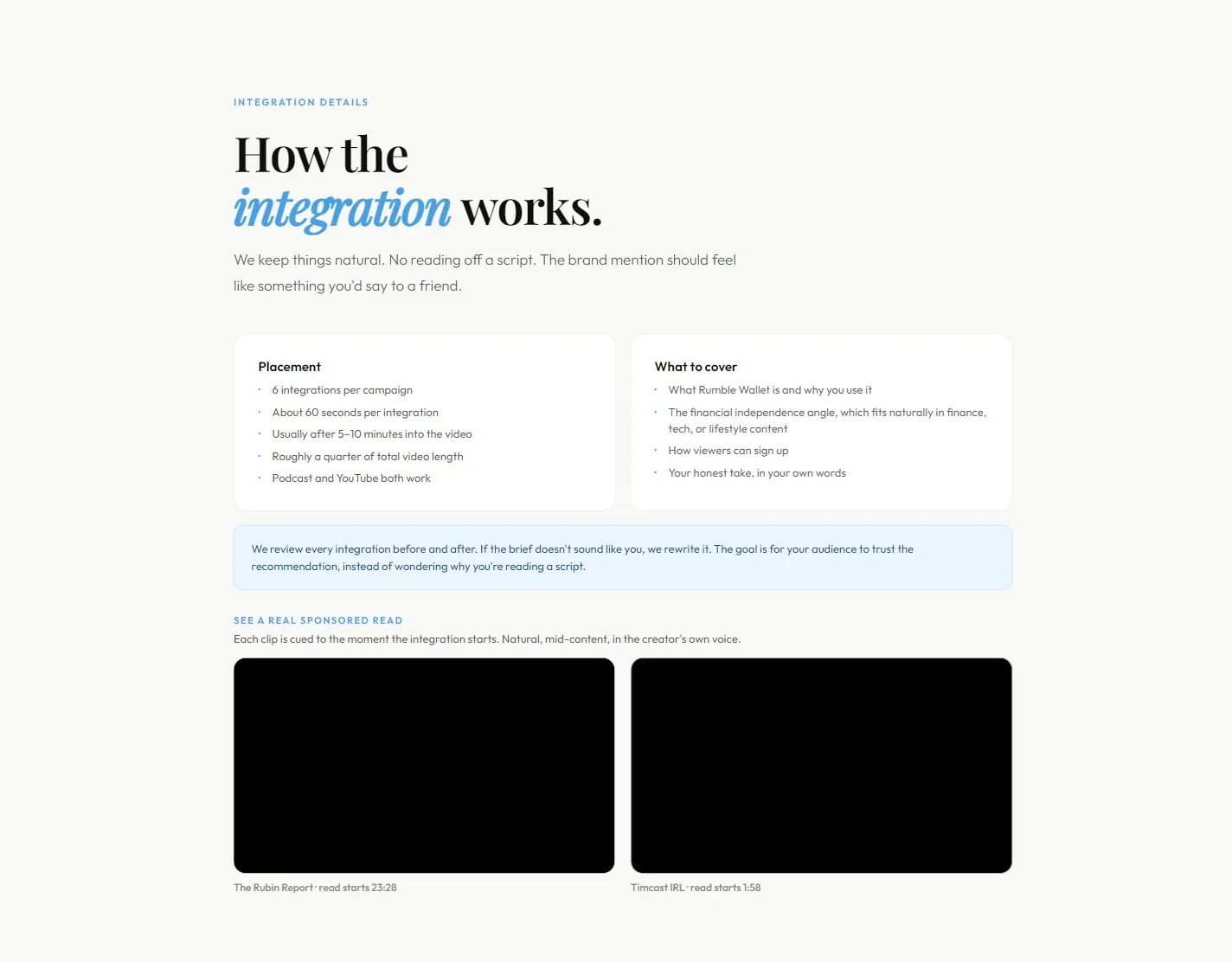 The Rumble Wallet creative overview we built, slide 3