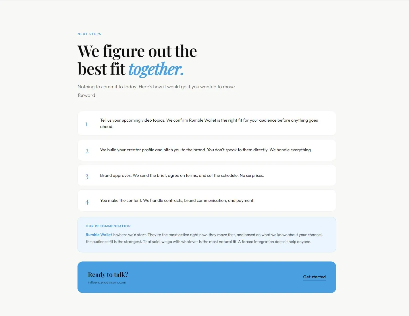 The Rumble Wallet creative overview we built, slide 6