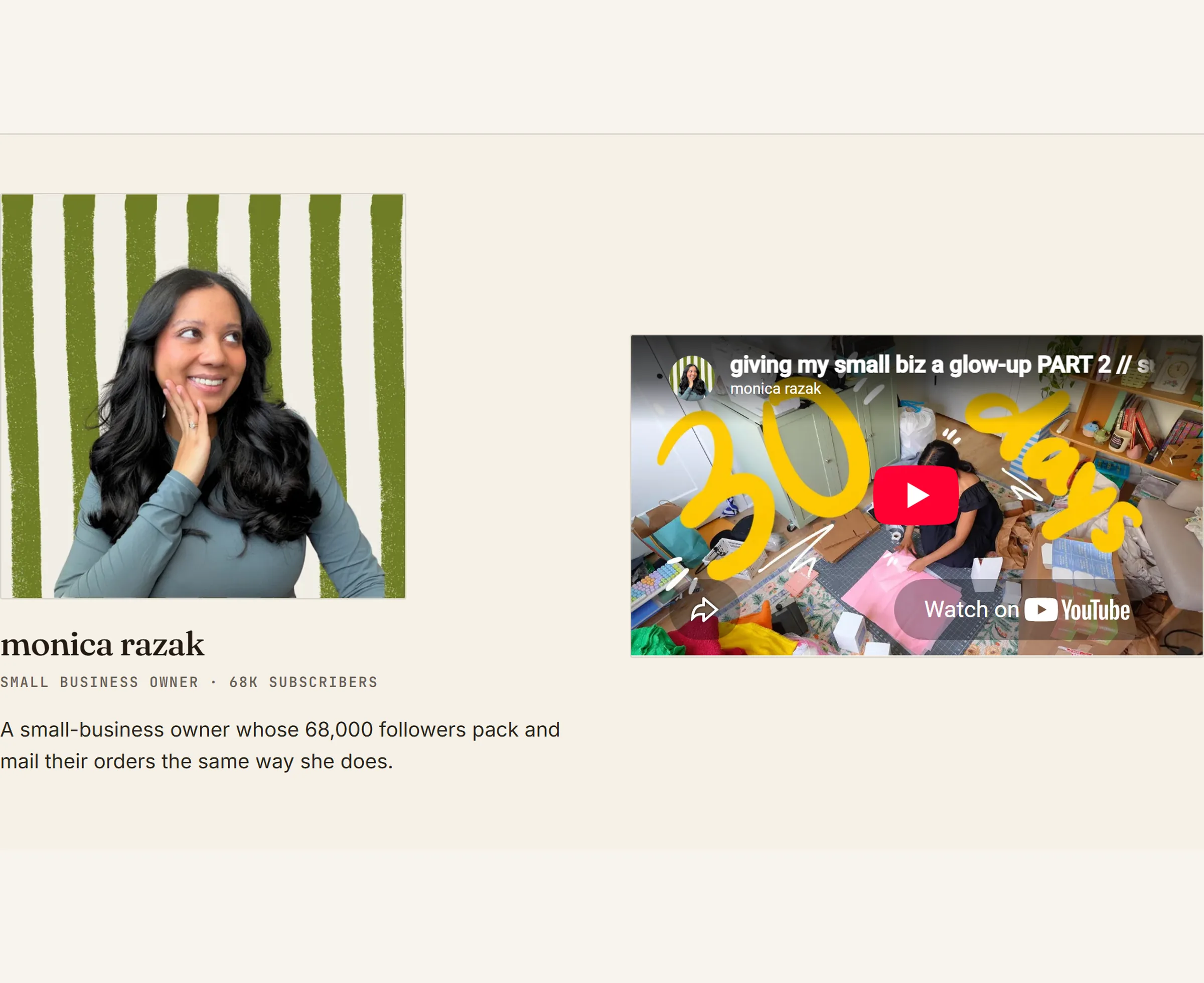 The creator pitch we built for Shippo, as it is live today, slide 13