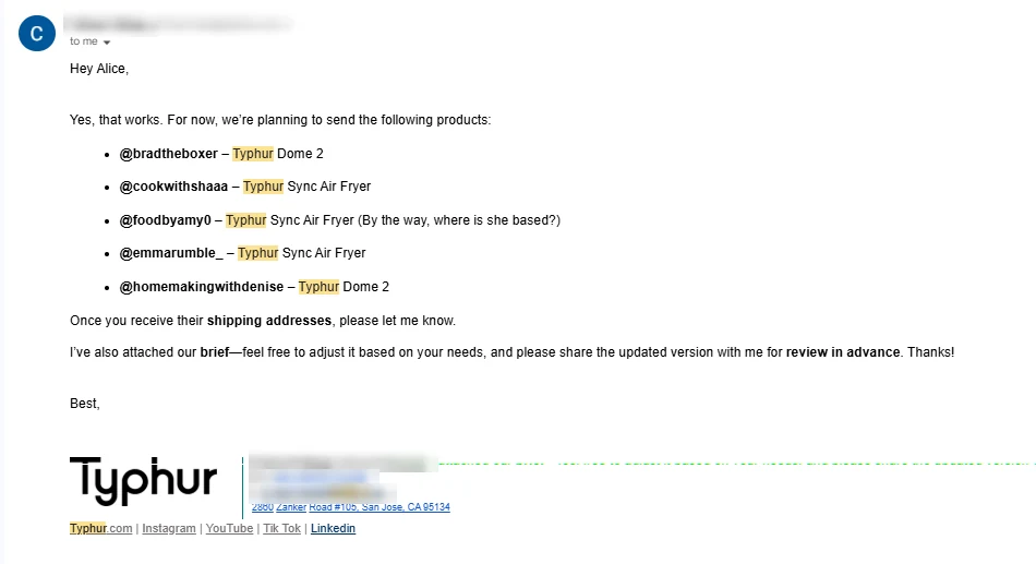 Typhur setting which air fryer goes to which creator