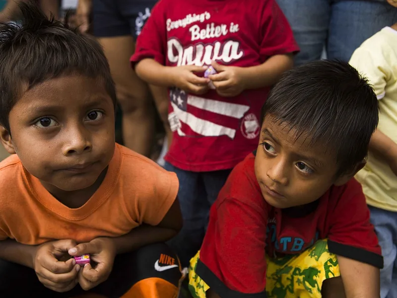 Two young boys in Guatemala at a free medical visit