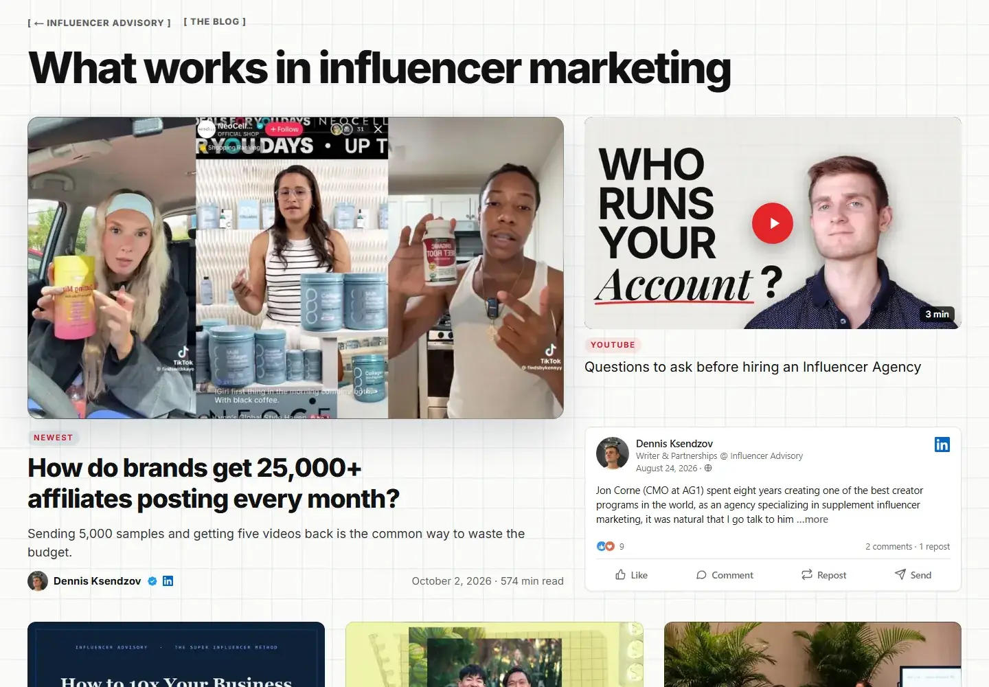 Our blog: posts, videos and LinkedIn posts on influencer marketing