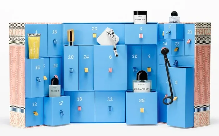 Byredo’s holiday advent calendar, its drawers open