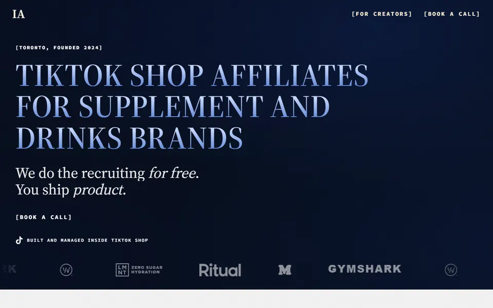 The Influencer Ambassadors homepage