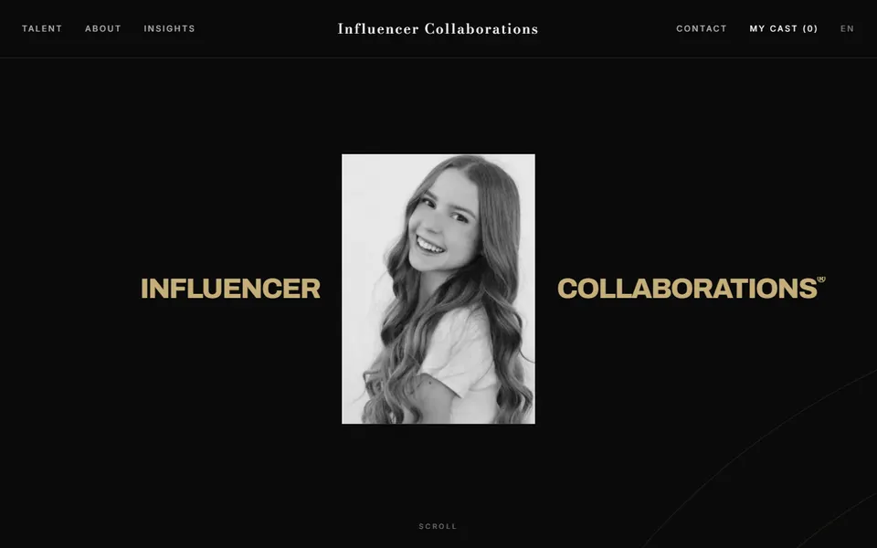 The Influencer Collaborations homepage