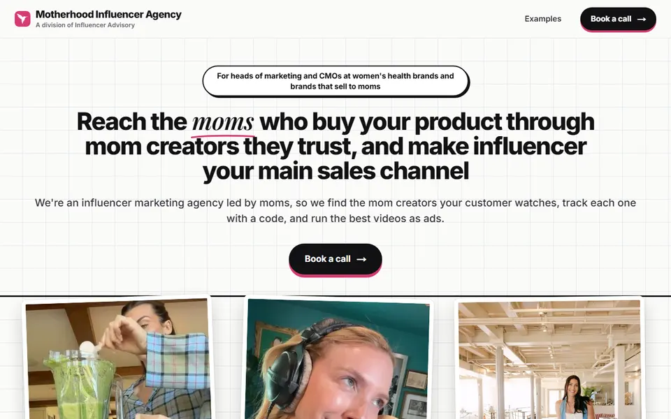 The Mom Influencer Marketing homepage