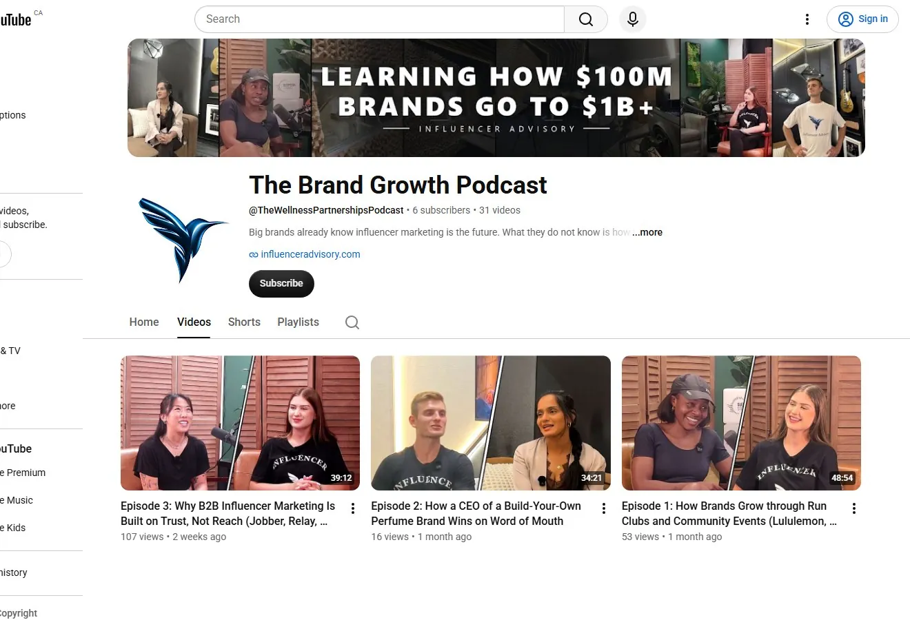 The Brand Growth Podcast on YouTube