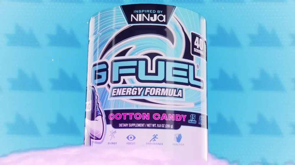 A G Fuel tub of Cotton Candy flavor, inspired by Ninja