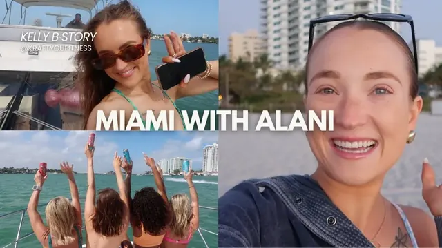 Alani Nu creators on a boat in Miami raising cans