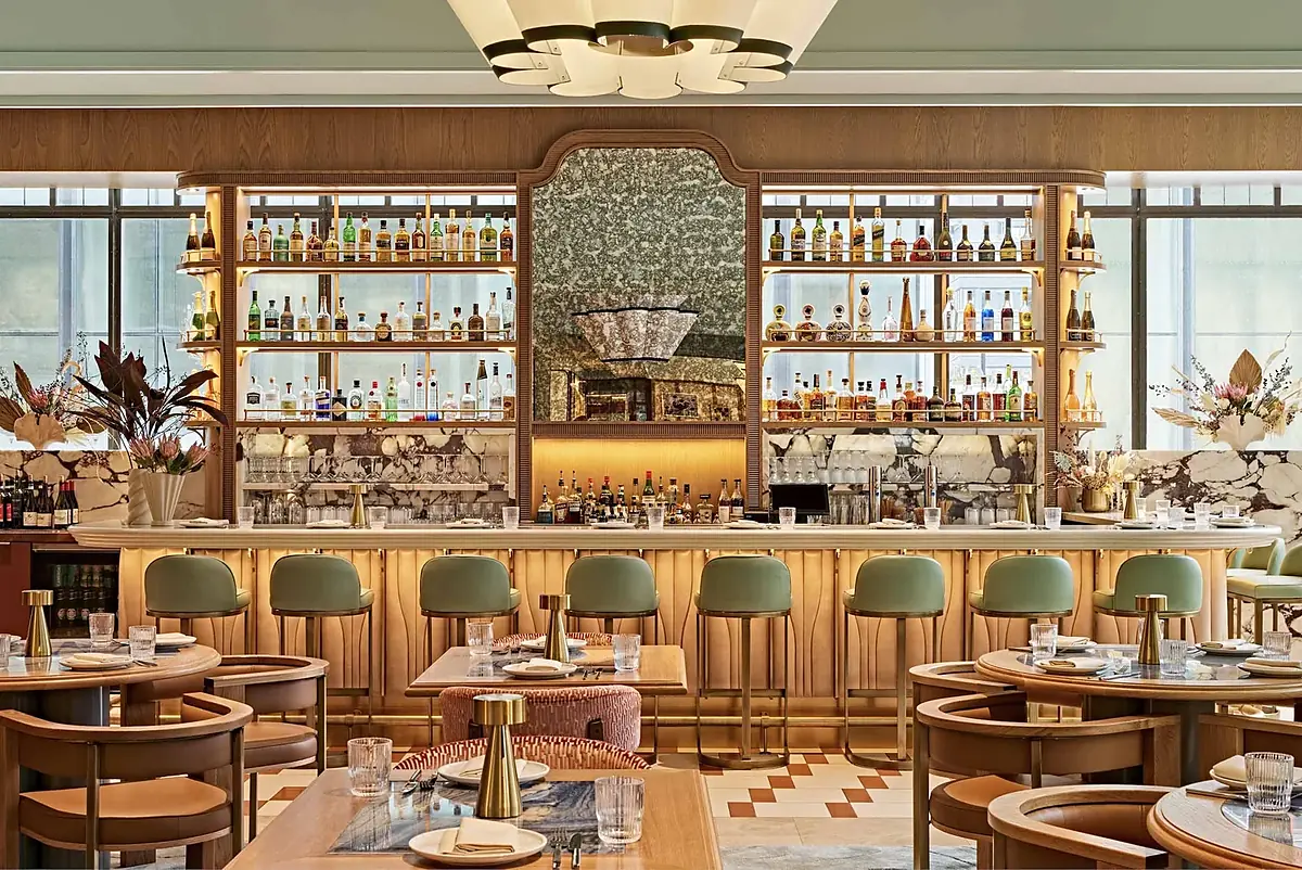 The bar and main dining room at Abrielle
